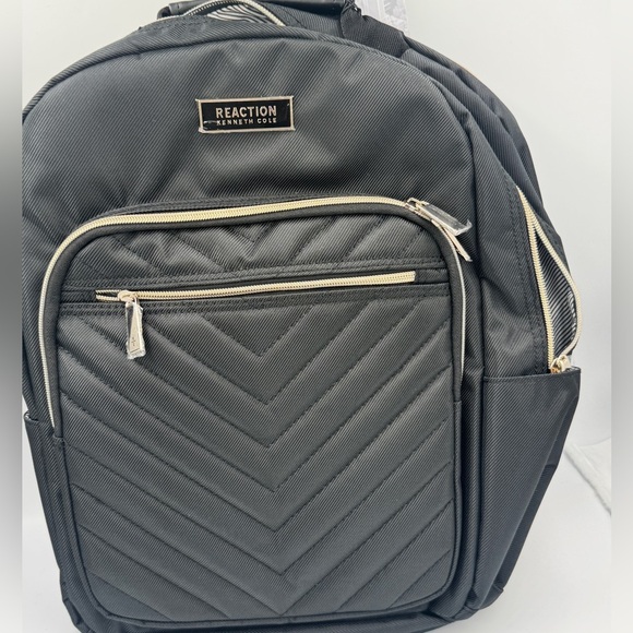 Kenneth Cole REACTION Women Chelsea Chevron 15" Laptop Tablet Backpack, Black - Picture 6 of 12